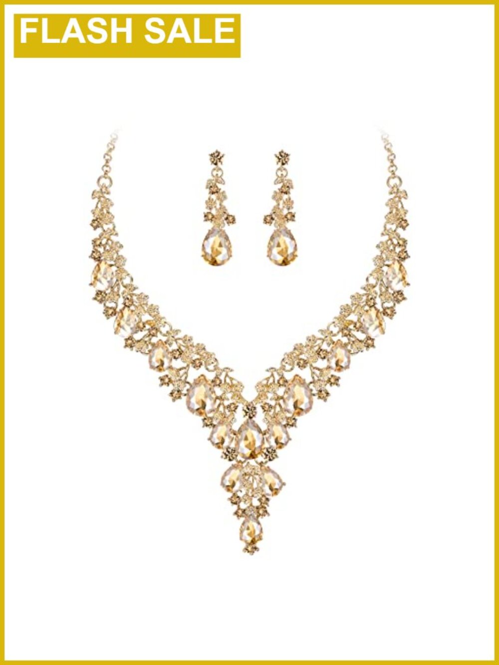 Austrian Crystal Bridal Necklace Earrings Set Wedding Jewelry